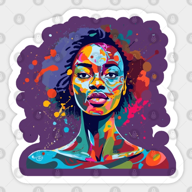 Afrocentric Woman Multicolored Painting Sticker by Graceful Designs